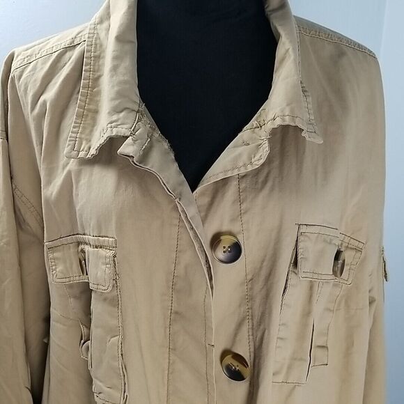 New Look Utility Cargo Jacket 3X Button Front Lightweight Cotton Layering - Picture 2 of 11